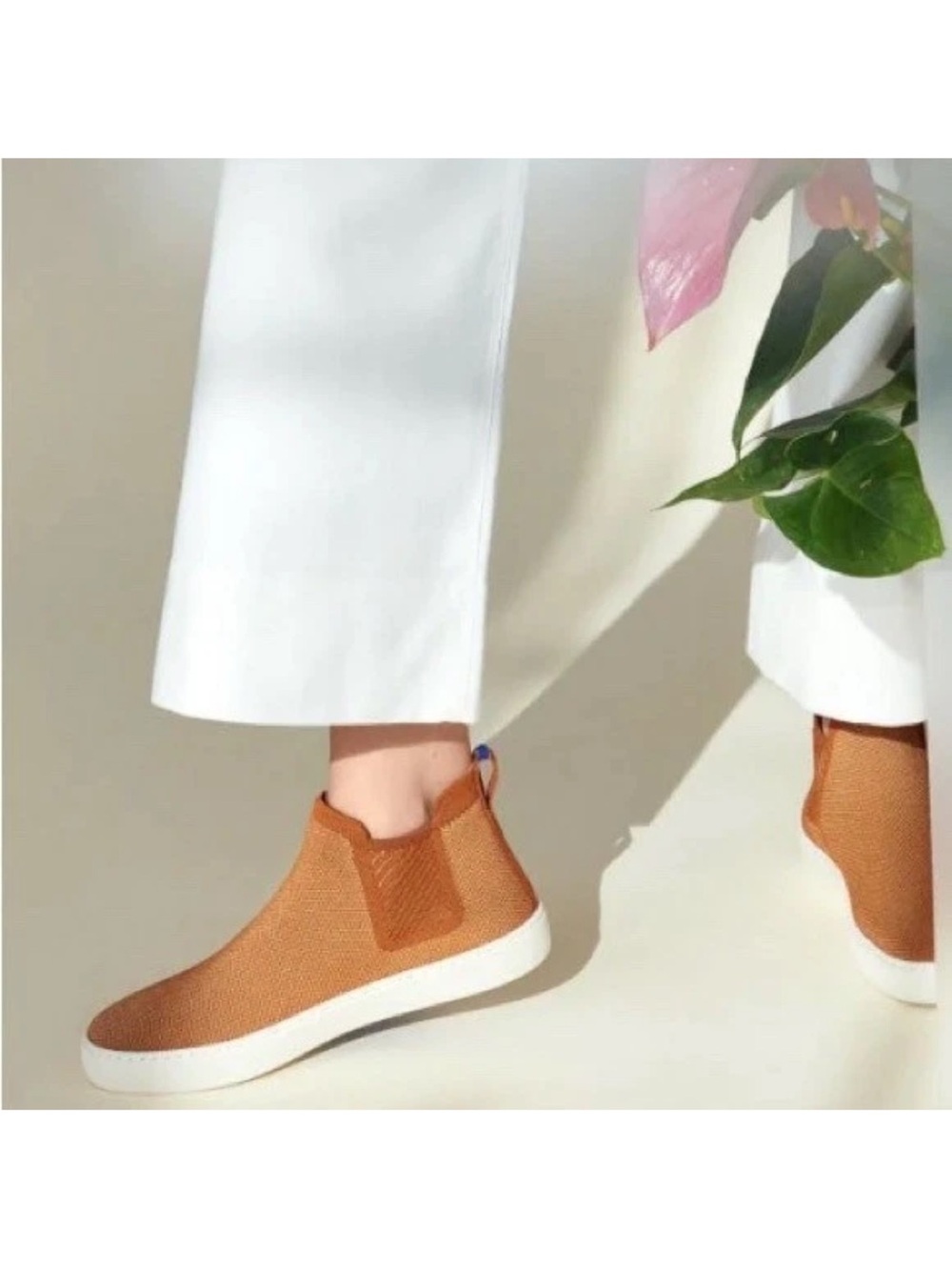 Rothy's The Chelsea Ankle Boot Knit Slip-On Sneakers Fawn size 8